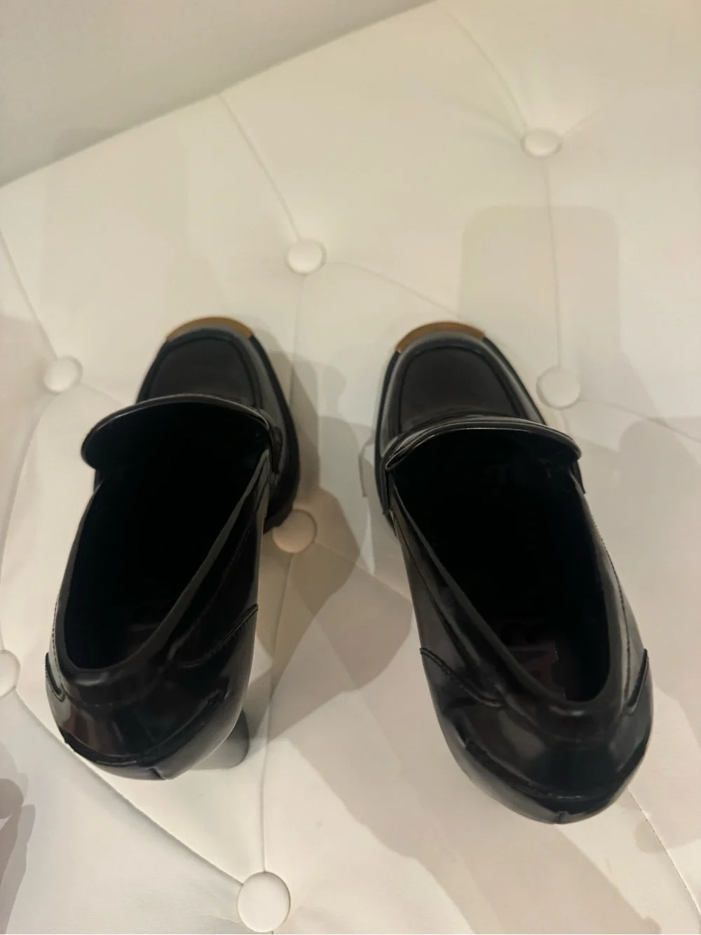 Karl Lagerfeld Black Leather Loafers with Gold Plate